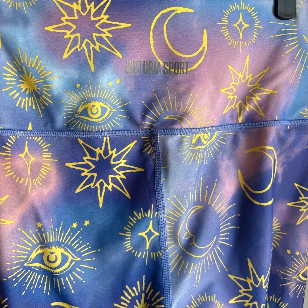 Victoria Sport Celestial Women M Leggings Purple Moon Sun Star Evil Eye Yoga - Picture 5 of 9